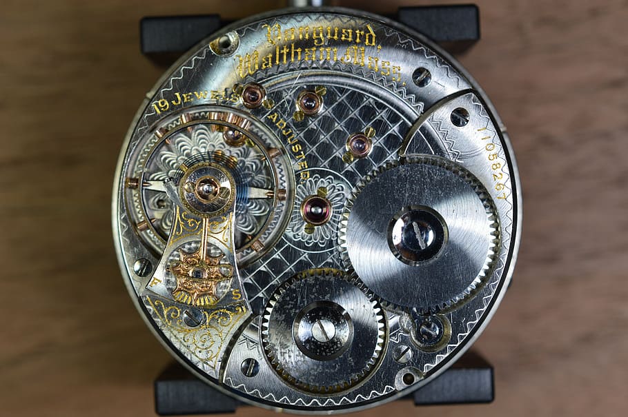 round silver chronograph, watch, pocket watch, vintage, pocket, clock, pocketwatch, mechanical, mechanism, timepiece