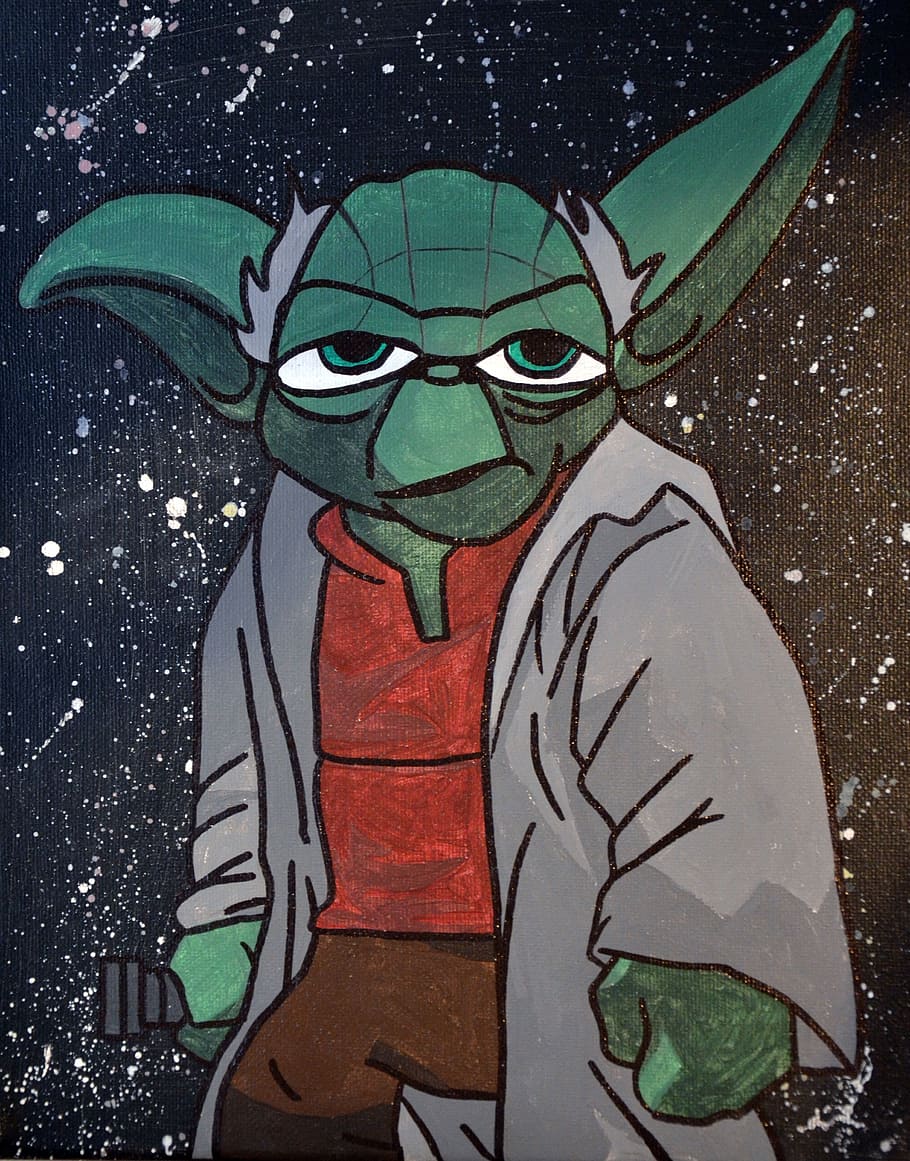 star wars, yoda, painting, drawing, jedi, she makes, artfully, famous personality, fighter, galaxy