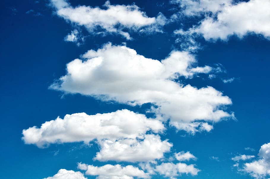 rendah, fotografi sudut, putih, awan cumulus, langit, awan, alam, langit berawan, berawan, latar belakang