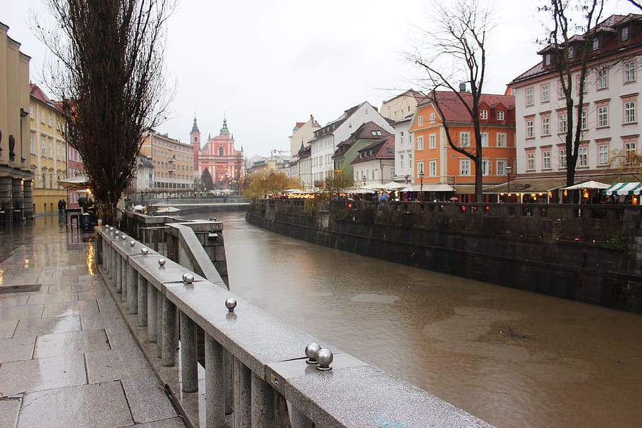 ljubljana, slovenia, karachi, europe, architecture, building exterior, built structure, water, city, canal