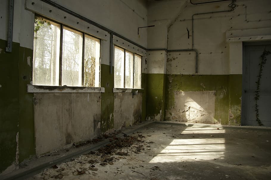 Edificio industrial, Vacío, abandono, destrucción, ventana, interior, desolado, abandonado, edificio, arquitectura