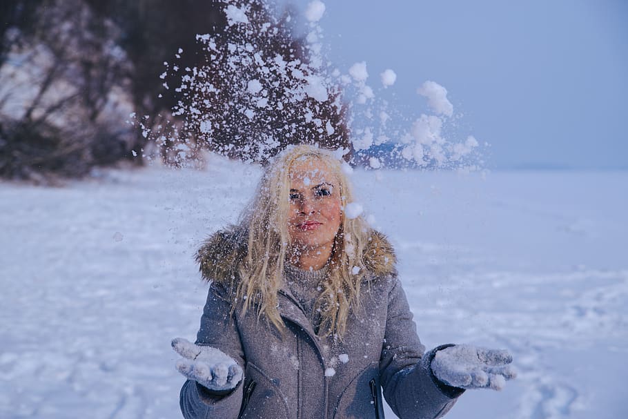 blonde in a winter wonderland, winter, glacier, icicles, blocks of ice, ice, beautiful, girl sitting in snow, snowy, fabulously