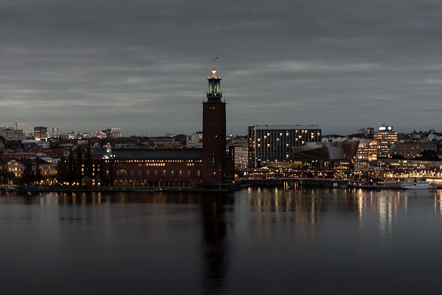 air, kota, perjalanan, panorama, Stockholm, tengara, kaki langit, eropa, eksterior bangunan, Arsitektur