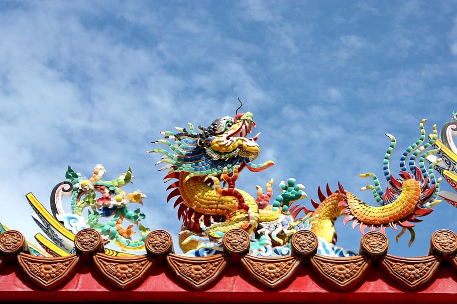 medida, dragón, China, arquitectura, estatua, fe, religión, Tailandia, una peregrinación, suerte