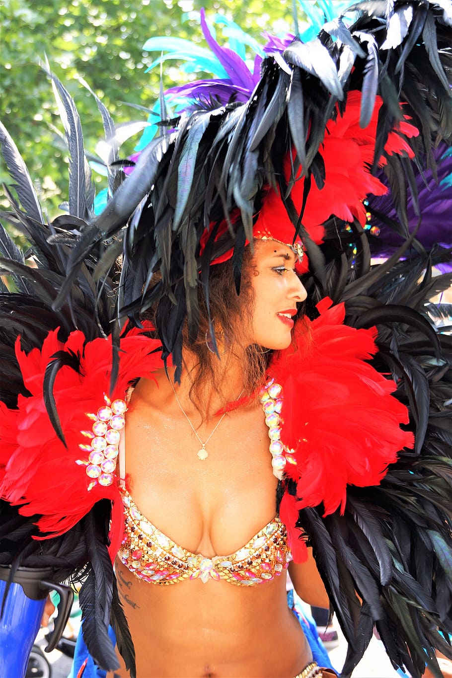 carnival, headgear, costume, festival, notting hill, performer, parade, dancing, london, clothing