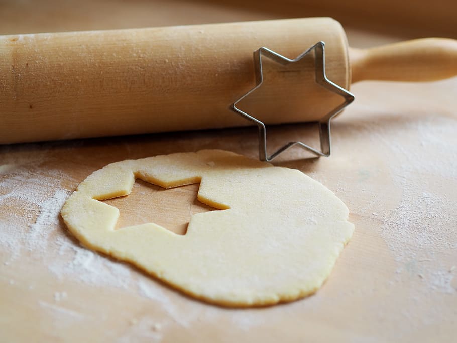 silver star, david cookie cutter, dough, short pastry, biscuit, shortcrust pastry, food, knead dough, treat, bake