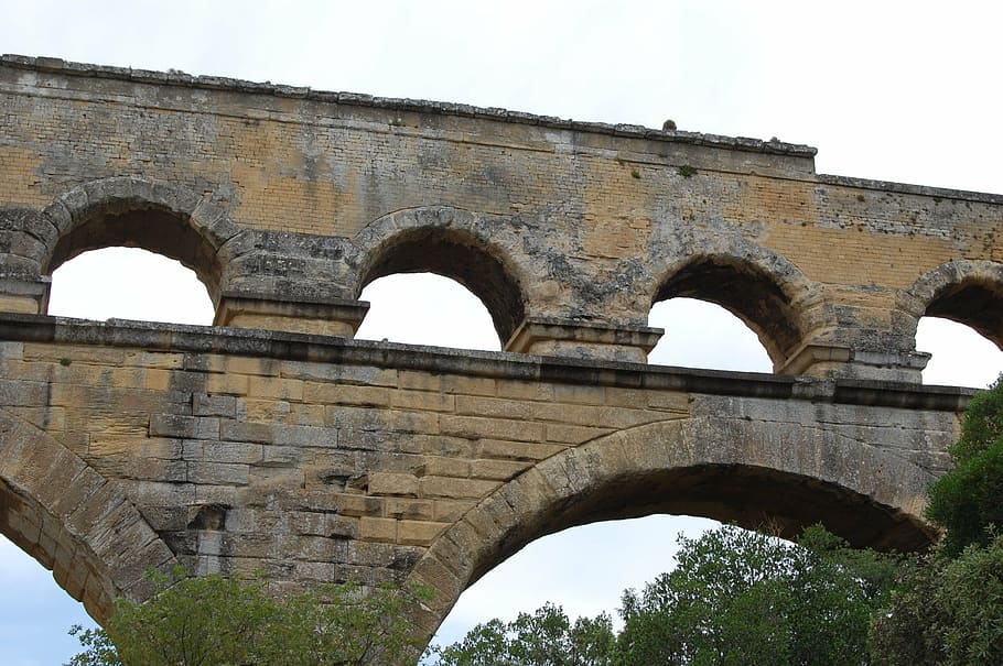 pont du gard, romans, antique, archaeology, aqueduct, heritage, unesco, water pipe, arch, bridge - Man Made Structure