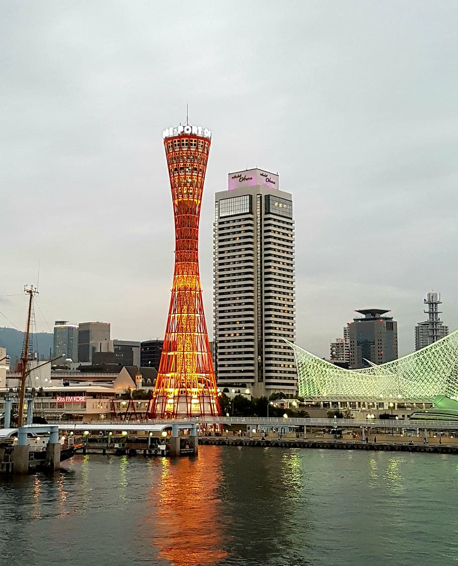 japan, kobe, port tower, architecture, famous Place, skyscraper, cityscape, urban Skyline, tower, urban Scene
