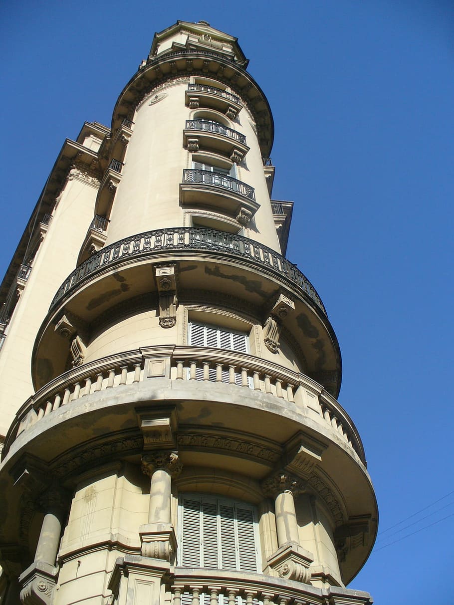 building, buenos aires, argentina, round, low angle view, built structure, architecture, sky, building exterior, clear sky