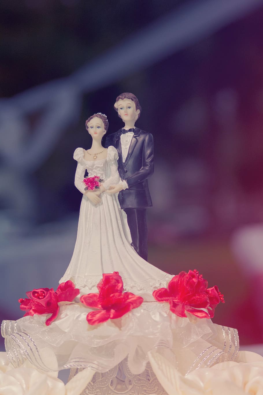 noiva, decoração do bolo do noivo, casamento, casal, mulher, noivo, homem, amor, pessoas, jovem