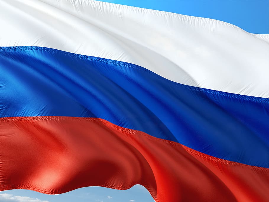red, blue, flag, international, russia, environment, wind, textile, backgrounds, vibrant color