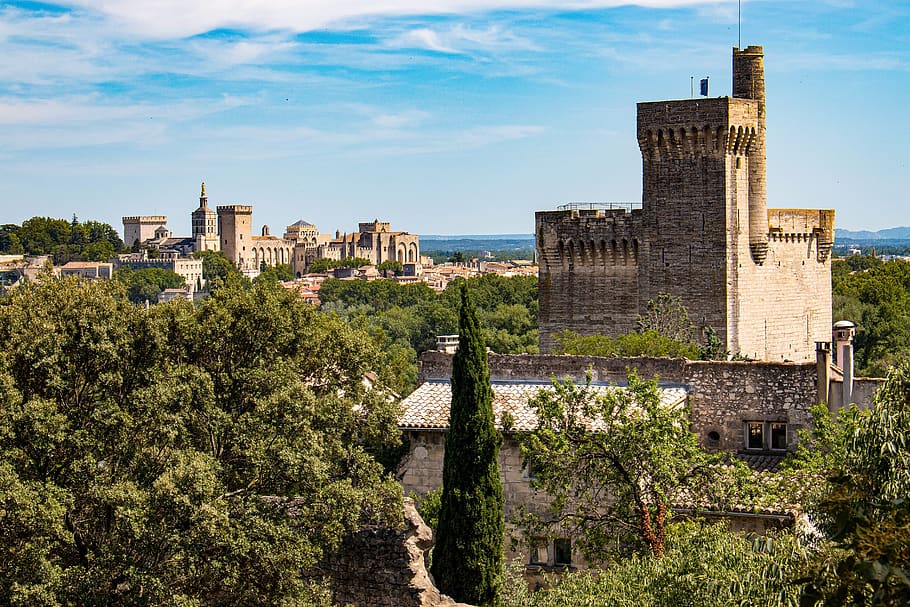 fort saint andré, castelo, idade média, torre, historicamente, provença, avignon, sul da frança, verão, perspectivas
