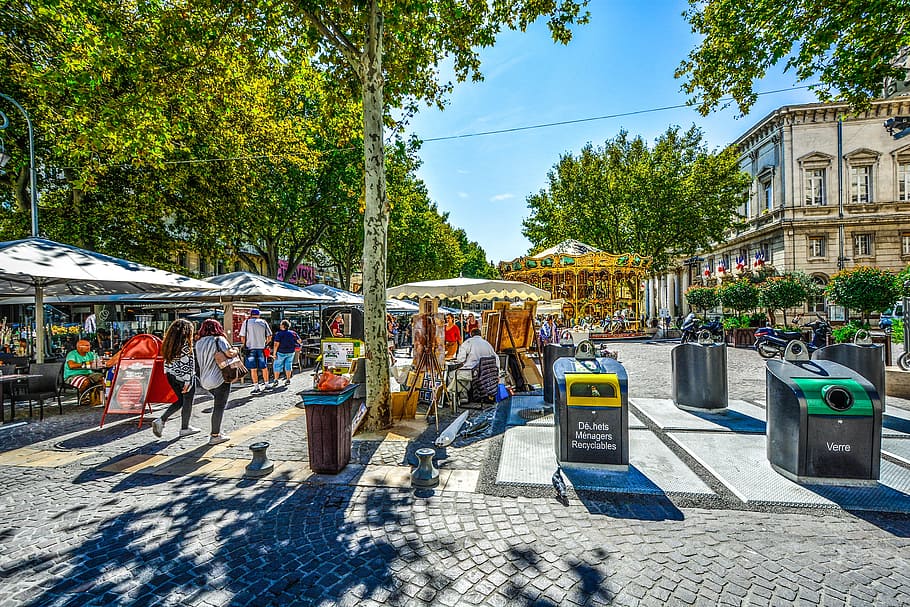 Provence, Avignon, Market, Fair, carousel, merry go round, street, colorful, summer, sunny