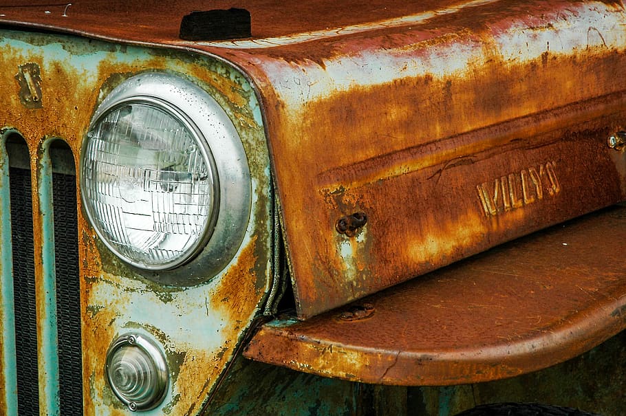 farol vintage, jipe, enferrujado, carro, velho, veículo, automático, automóvel, farol, retrô