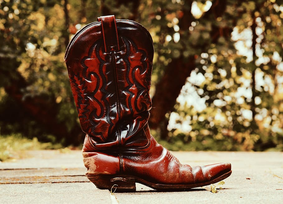 botas de cowboy, couro, anos 80, retrô, botas, velho, botas de couro, sapatos, sapato, foco em primeiro plano