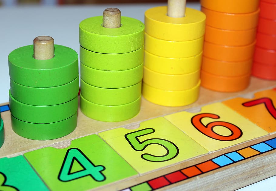 counting, education, toy wooden, creativity, mathematics, digits, the number of, liczmany, green color, multi colored