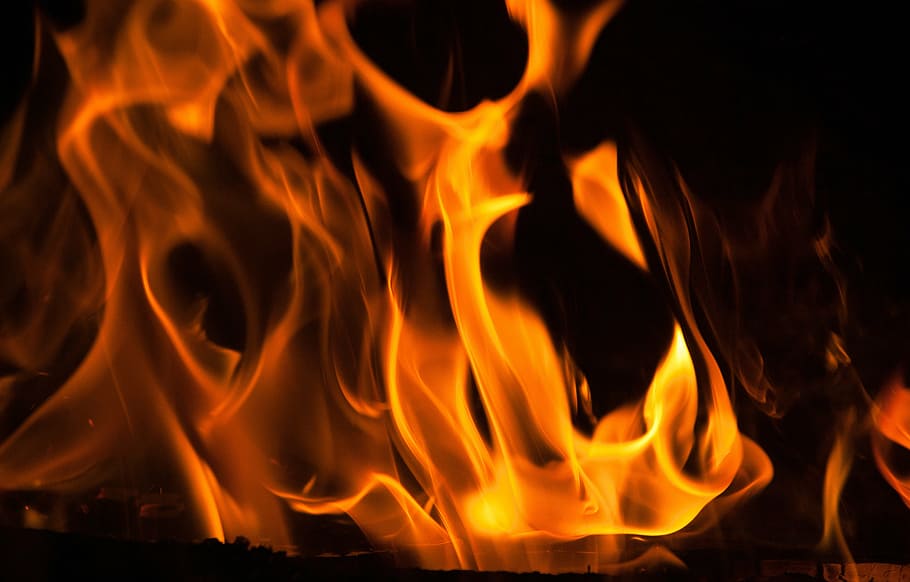 vermelho, flama, preto, plano de fundo, fogo, chamas, lareira, calor, fogo - fenômeno natural, calor - temperatura