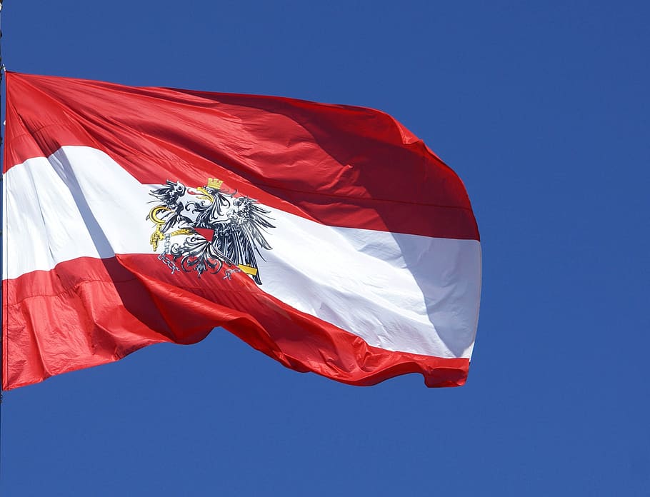 white, red, flag, austria, the flag of the, pledge, standarta, sky, patriotism, clear sky
