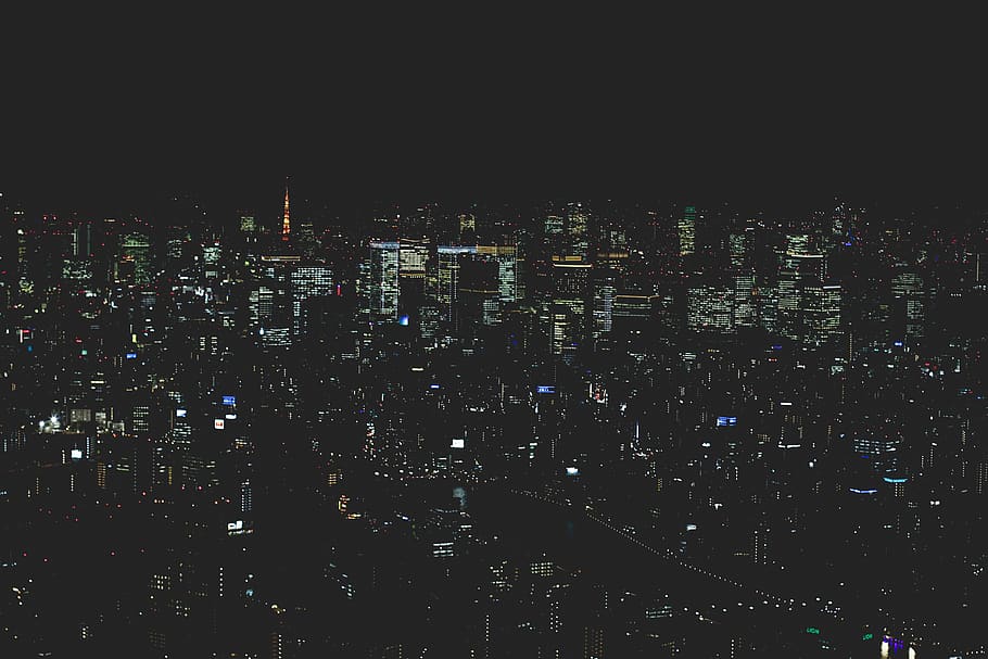 japan, tokyo, skyscraper, sky, architecture, modern, city, night, night sky, light