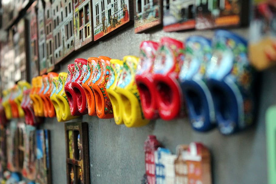 wooden shoes, holland, colorful, amsterdam, wood, many, netherlands, color, shoes, choice