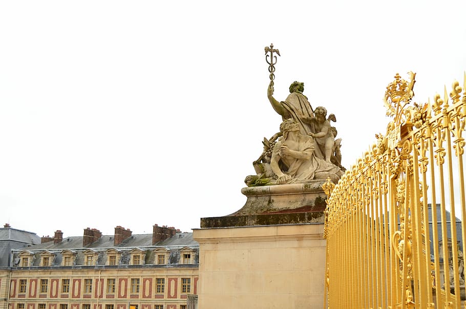Versailles, Castle, Baroque, France, versailles, castle, gold, splendor, palatial, king, statue