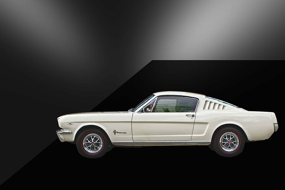 white, ford, mustang, coupe, scale, model, toy, old car, historically, auto