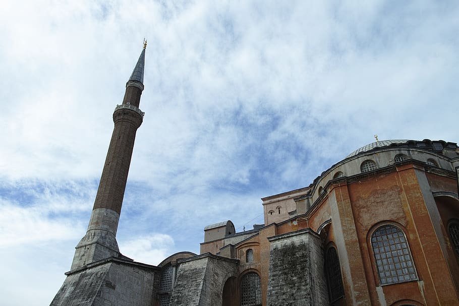 hagia sophia, church, museum, cami, minaret, istanbul, turkey, architecture, religion, islam