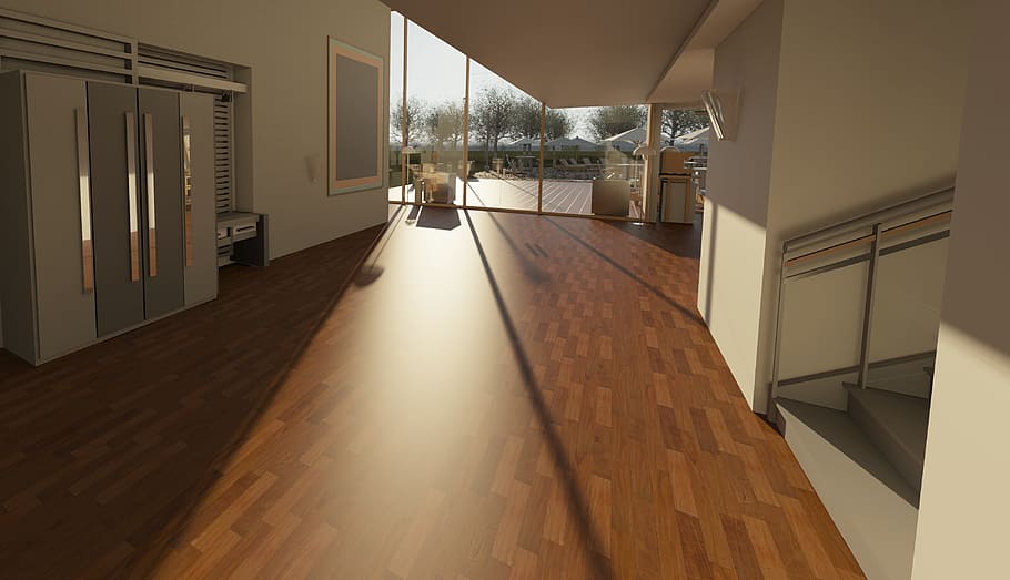 brown, wooden, parquet floor, architecture, interior, room, modern, house, furniture, home
