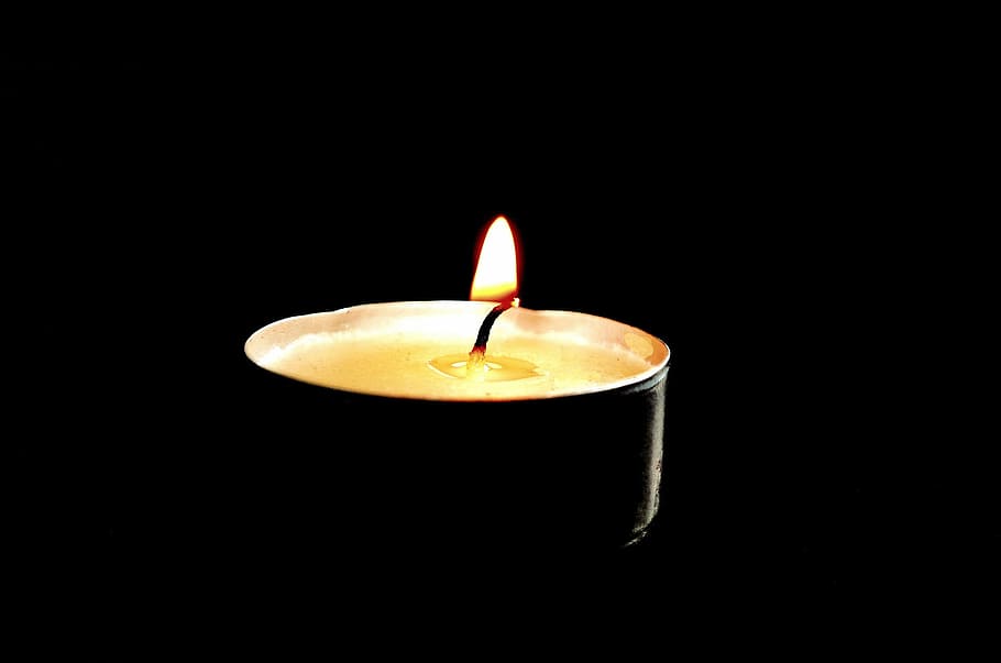 lighted, brown, tealight candle, Victims, Fire, Rip, Lighting, Background, memory, landmark