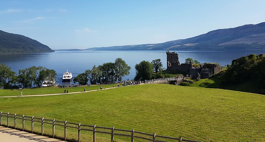 escócia, lago ness, castelo, água, lago, escocês, verão, turismo, paisagem, arquitetura