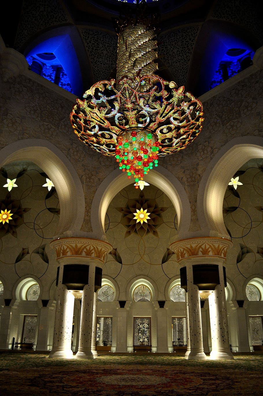 Gran mezquita, Abu Dhabi, Emiratos Árabes Unidos, Islam, emiratos, mezquita, interior, islámica, arquitectura, ornamentada