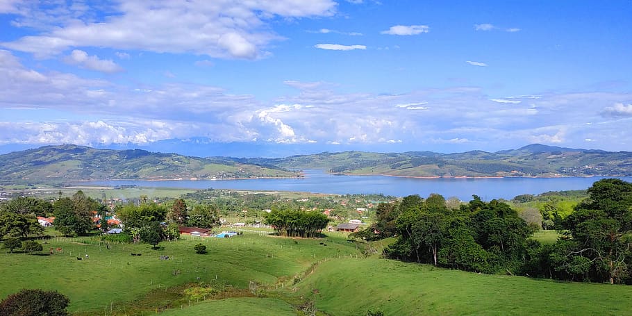 landscape, lake calima, valle del cauca, colombia, lakes, water, mountain, plant, scenics - nature, tree