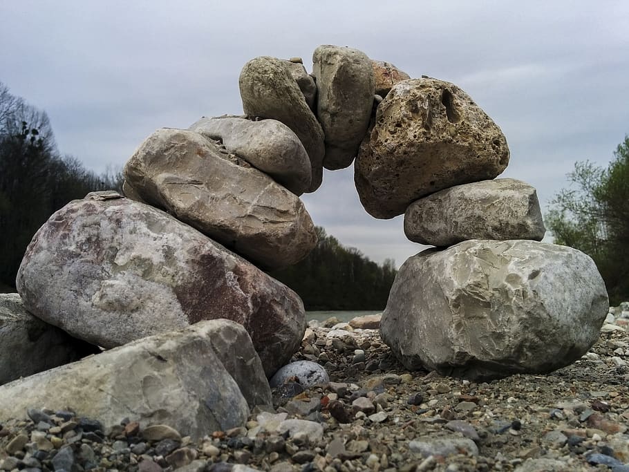 bridge, balance, stones, arch, connective, connection, round arch, rock, solid, rock - object