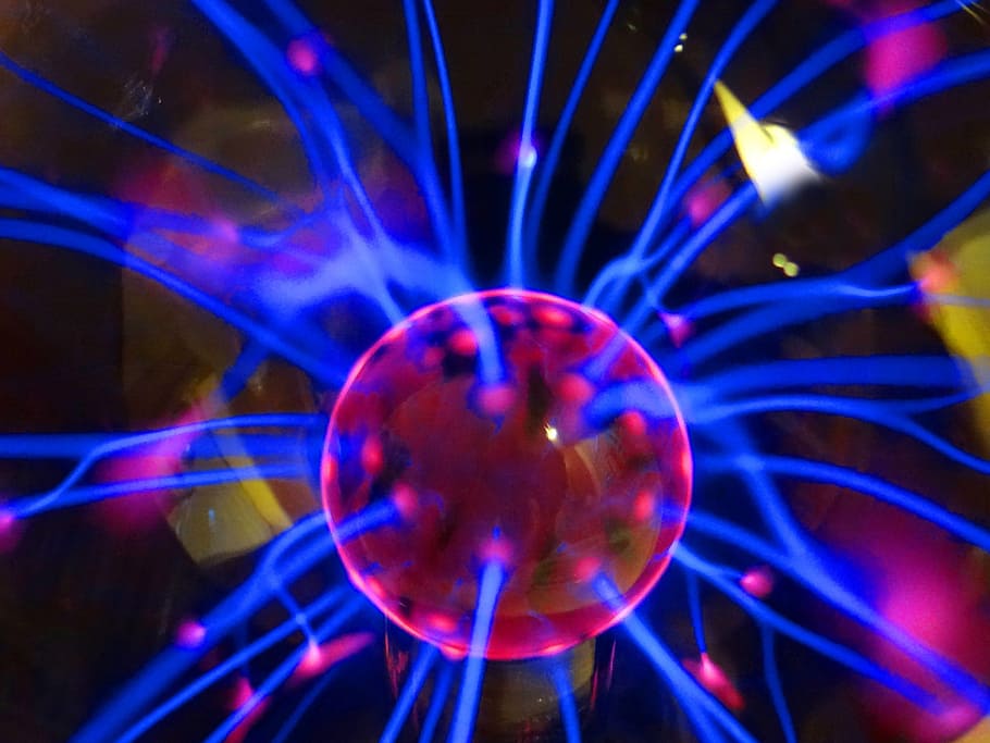 blue plasma ball, nebula plasma ball, color, electric, touch, neon, light, sphere, abstract, shape