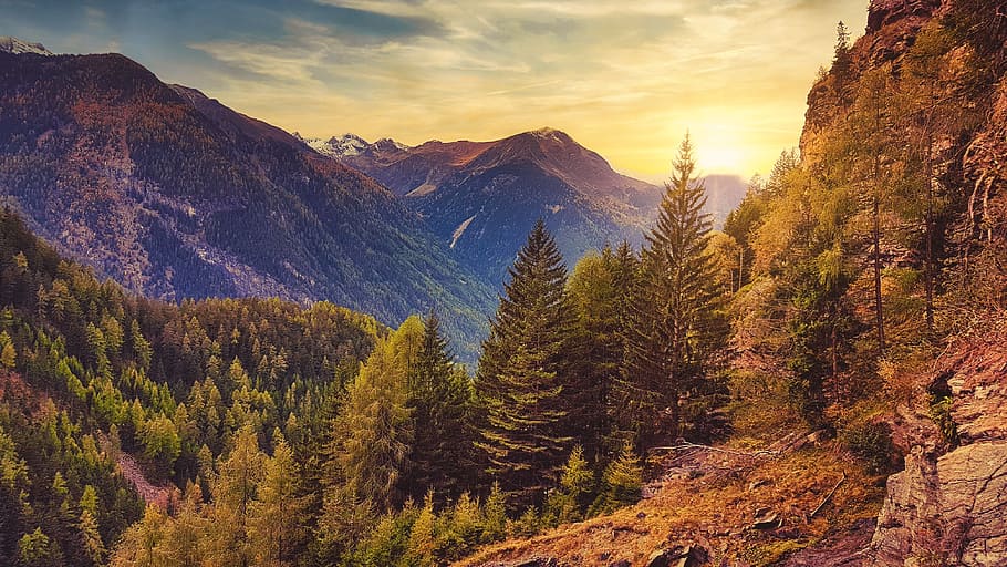 autumn, mountains, landscape, nature, ötztal, austria, mountain landscape, evening, mountain, beauty in nature
