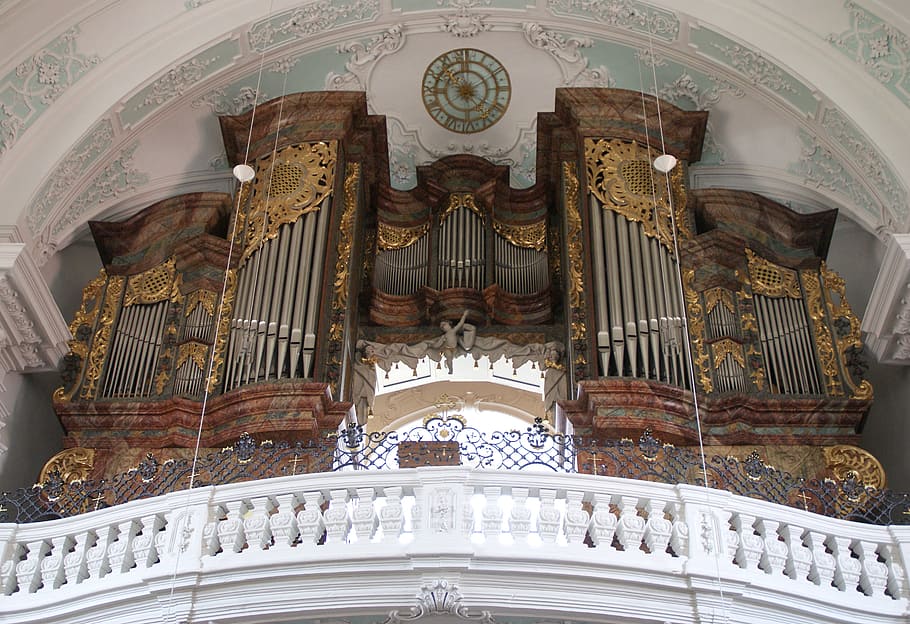 organ, basilica, vierzehnheiligen, church, christian, swiss francs, germany, organ whistle, main organ, church music