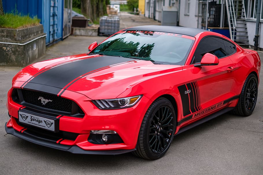 Mustang, Gt, EE. UU., Automóvil, rojo, transporte, diseño, lujo, vehículo, tecnología