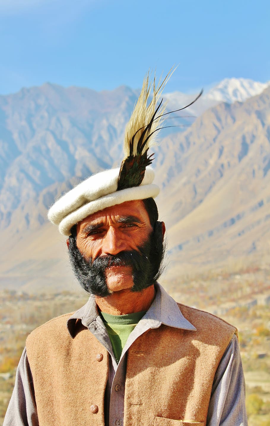 bigode, pessoas, pessoa, rosto, moda, estilo, homens, Paquistão, homem, montanha