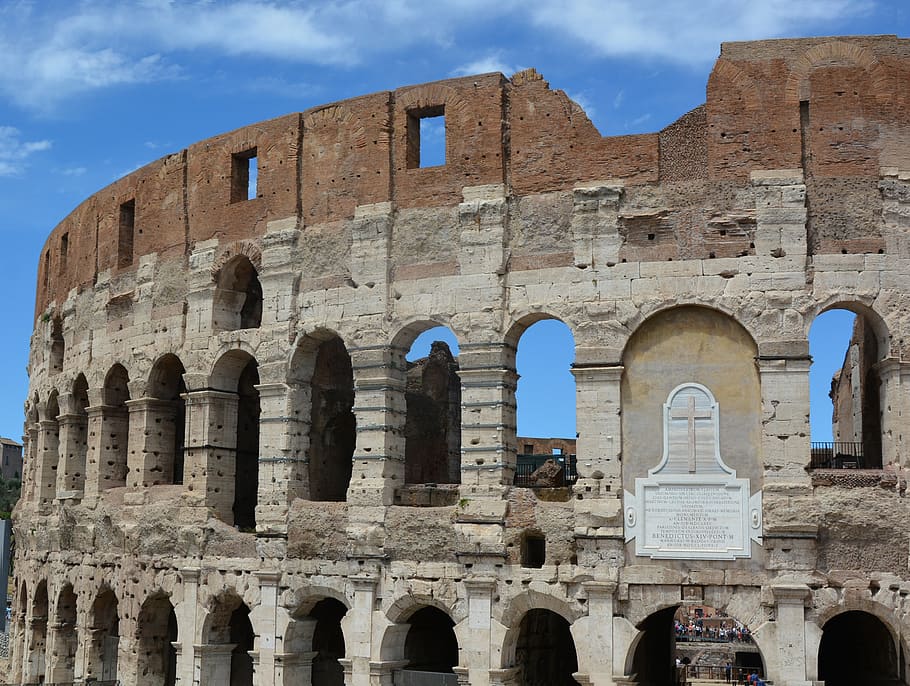 architecture, ancient, old, amphitheater, travel, gladiator, assembly, rome, italy, history
