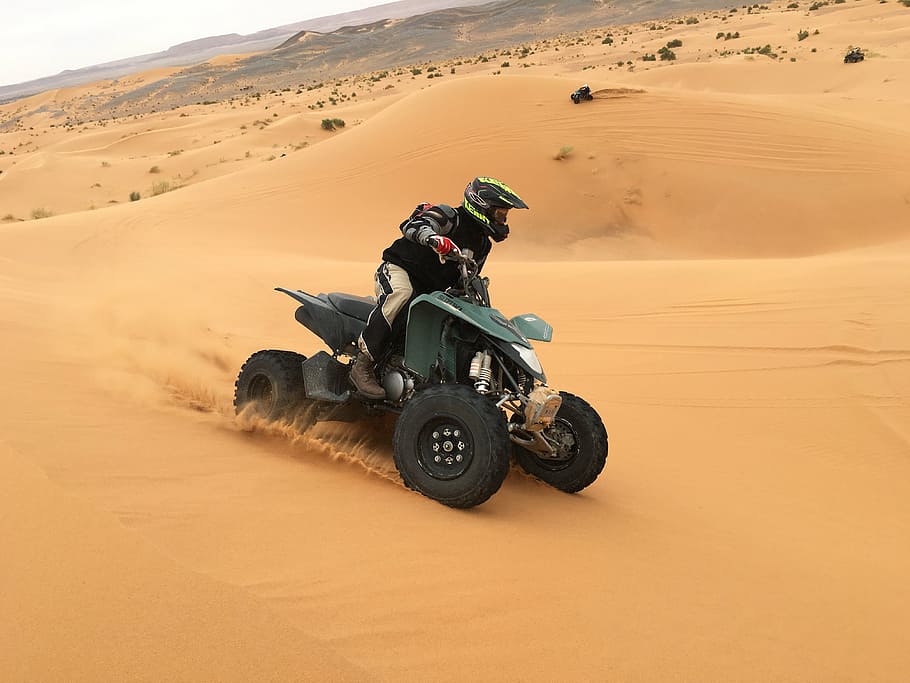 person, riding, atv, surrounded, sands, quad, desert, 4x4, travel, sahel