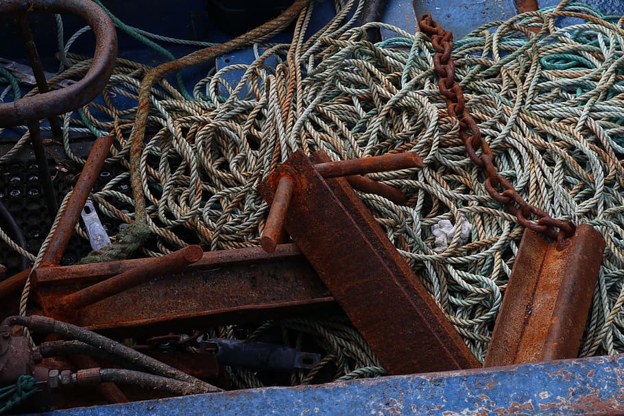 rope, stainless, rusted, old, ship, boot, seafaring, holiday, deco, anchor