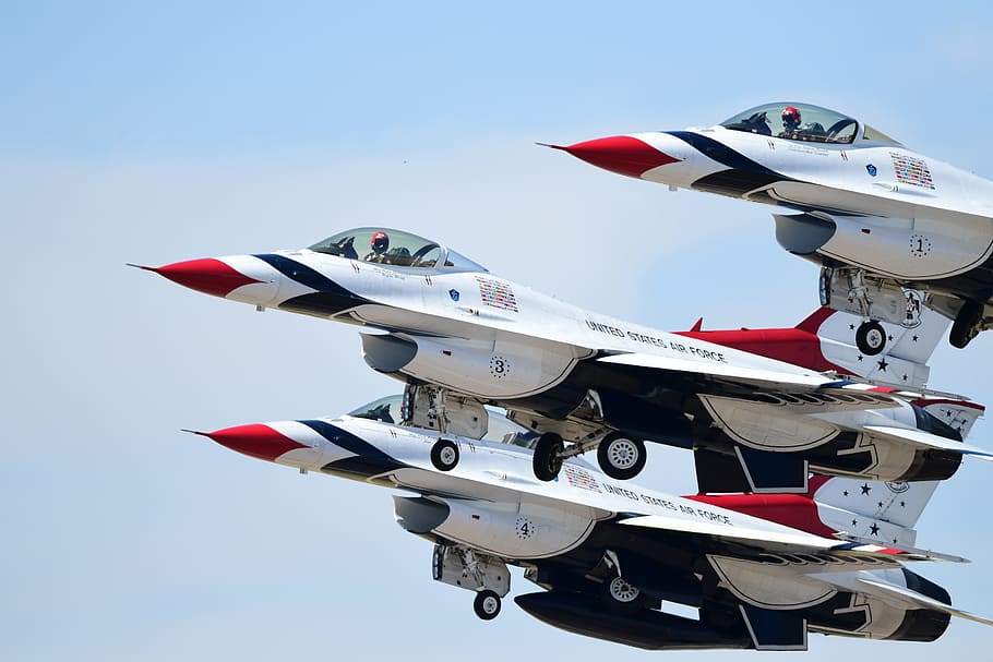미국 공군, 썬더 버드, F-16, 싸우는 팔콘, 데모, 항공 쇼, 항공, 항공기, 하늘, 비행기