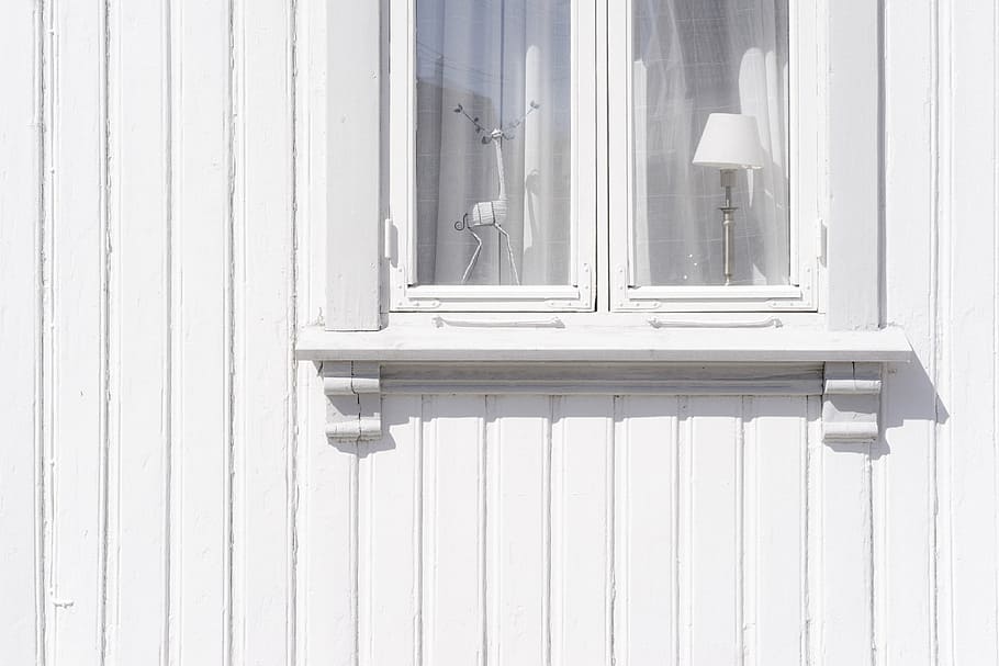 branco de madeira, arquitetura, casa, branco, paredes, janela, linhas, abajur, exterior do edifício, estrutura construída