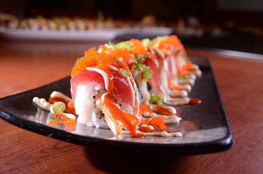 japanese sushi, fresh sushi, japanese food, decorative food, food and drink, seafood, food, sushi, healthy eating, rice