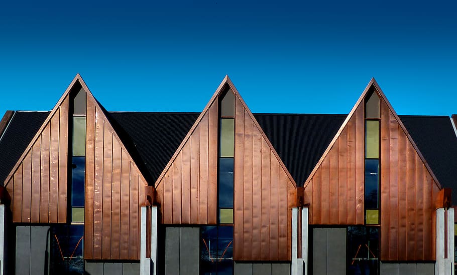 Copper, coated, Knox Church, Christchurch, wooden, house, calm, sky, architecture, built structure