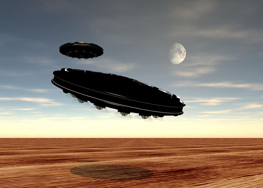 black, ufo discs, flying, desert photo, ufo, flying saucer, alien, visitors, aircraft, unidentified flying object