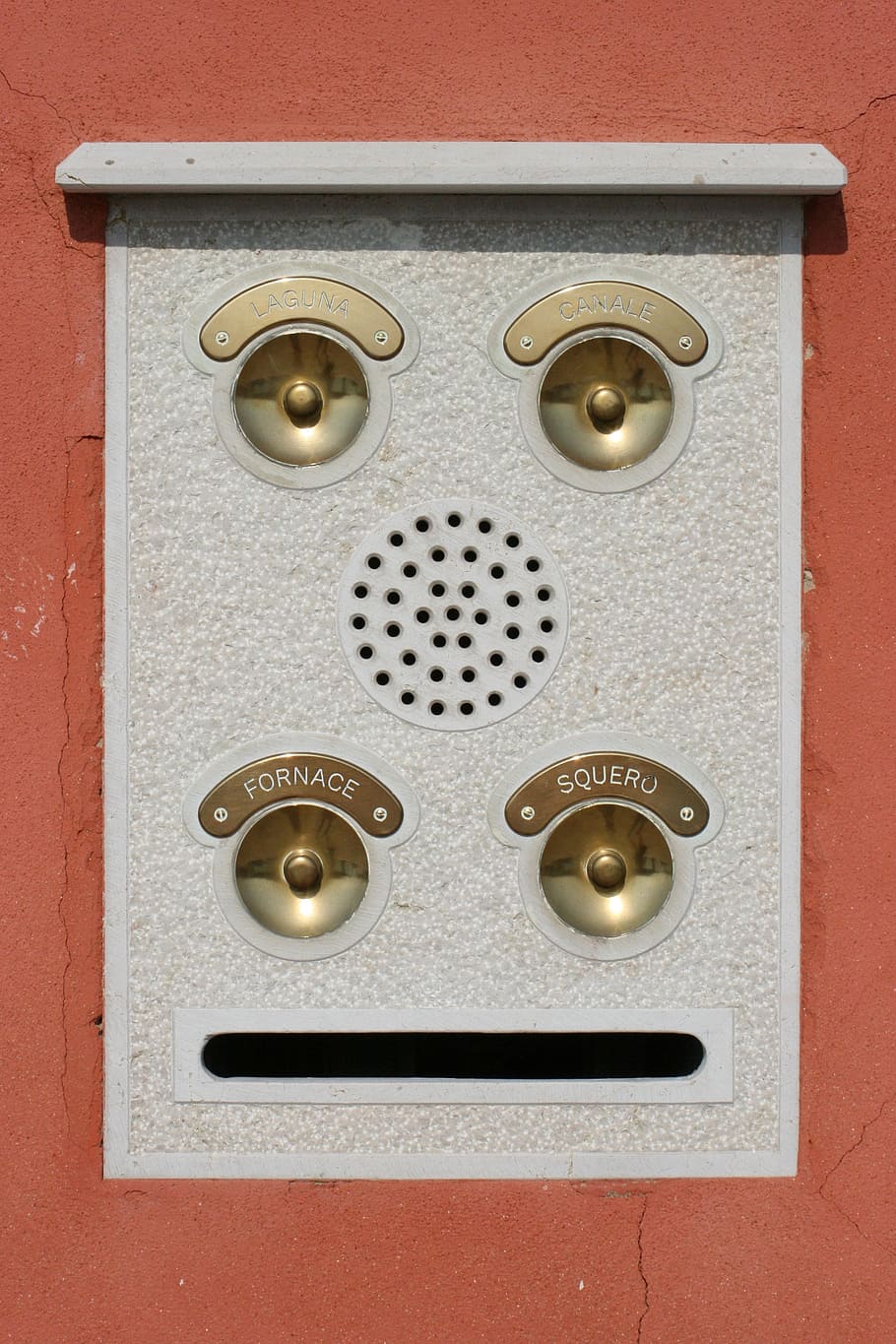 italy, venezia, murano, bells, metal, close-up, control, red, communication, knob