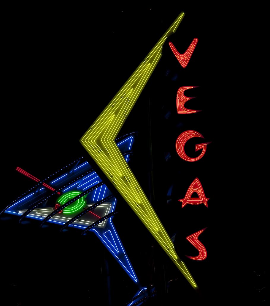 vegas led signage, neon, sign, las vegas, nevada, lights, night, architecture, glowing, champagne glass
