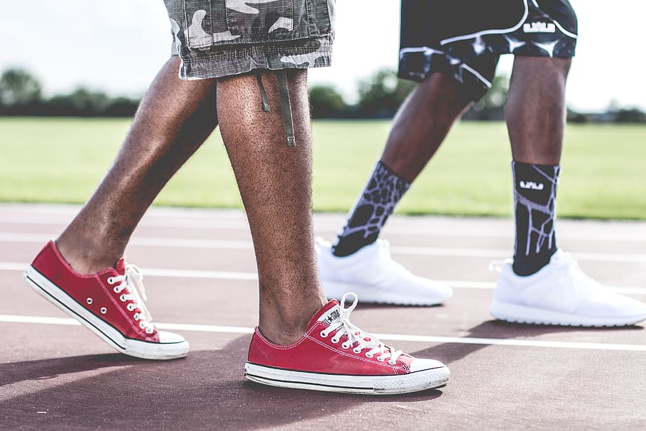 converse, sneakers, shoes, guys, people, shorts, track, athletes, fitness, outdoors