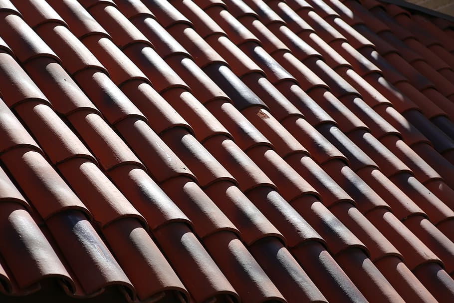 brown roof shingles, roof, tiles, building, texture, red, sunny, home, real estate, pattern